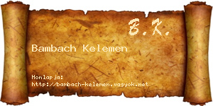 Bambach Kelemen névjegykártya
